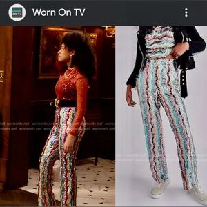 New Free People Sequin Stripe Disco Flare Pants